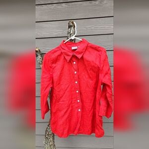 Kim Rogers Signature Red Linen Shirt Size M